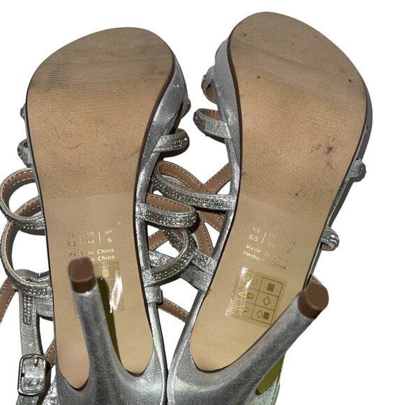 Call It Spring Vegan Silver Strappy Heels Women's Size 6.5 - Picture 6 of 7